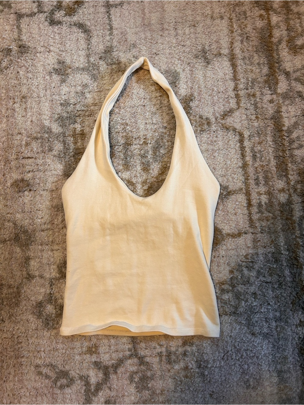 Light Yellow Halter Ribbed Tank Top